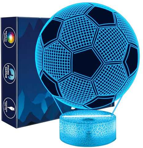 OkiyiD Fußball Nachtlicht, Fußball Spielzeug für Jungen, 3D Lampe mit 16 Farben Ändern und Fernbedienung, Geschenke für Sport Fußballfans Kinder Mädchen Jungen(Fußball-Nachtlicht)