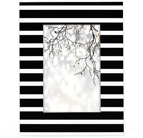 Bardic Bilderrahmen, 20,3 x 25,4 cm, schwarz-weiß gestreift, aus Holz, passend für 17,8 x 22,9 cm mit Passepartout oder 20,3 x 25,4 cm, ohne Passepartout, zur Wandmontage oder Tischdekoration für