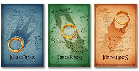 Poster mit Karte von Mittelerde, Der Herr der Ringe, Set mit 3 Wandkunst-Posterdrucken, Heimdekoration, Bild, Leinwand, Malerei, Poster, 20 x 30 cm
