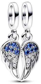 Wedanor Charme Sparkling Splitable Angel Wings Anhänger Charms Anhänger 925 Sterling Silber Charm Pendant für Europäische Armbänder und Halsketten