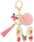 MWOOT Porte Clé Lettre avec Initiale, Porte Clef Alphabet Rose avec Pendentif Pompon Tassel Papillon pour Femmes Filles, Charme de Porte Clés en Résine pour Clé de Voiture Sac à Main Décor(M)