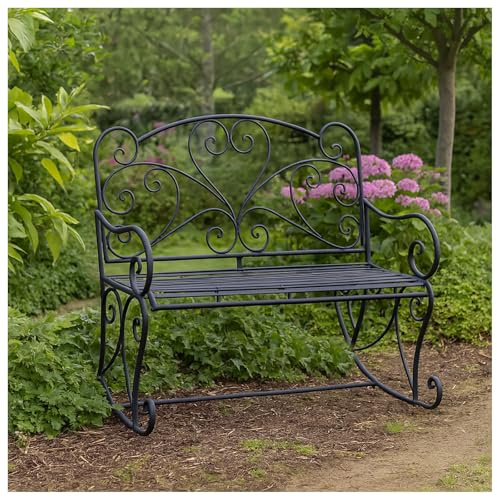 HTI living Nostalgische Garten-Schaukelbank aus Metall Gartenbank