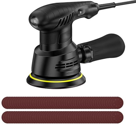 Corded Palm Sander,Polisher Kit, 6 Speeds Max 12,000 RPM, with 100 pcs Sandpapers, Dust Bag, Low Vibration, Drywall Sander for Woodworking, Decoration Furniture