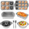 FUOBECIE 8 in 1 Silikon Backformen Set, Antihaft Backform Mit Teigschaber Und Backpinsel, Hitzebeständige Kuchenform Silikon Für Backen Brot, Pizza, Cupcake (Grau)