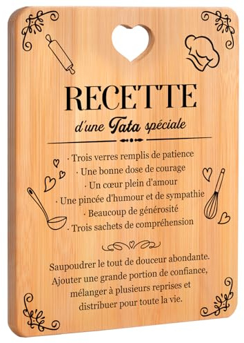 Cadeau Tata, Planche à Découper en Bambou Gravée Recette d'une Tata Spéciale, Cadeau Original pour Tante, Anniversaire et Noël