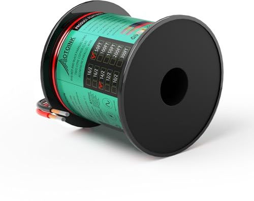 AOTOINK 15,24 Metros Calibre 14 2 Cordones Aluminio Revestido de Cobre Alambres Eléctricos Cable de Extensión 14/2 CCA 14 AWG para Tiras LED, Luces, Lámparas, Automóviles, Barcos, Altavoces, Audio