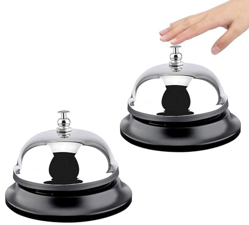 MITUMORMOR Campanello da tavolo in metallo, 2 pezzi, campanello da tavolo per reception Bell, piccola campana, campanello da reception con campanello croccante, campanello da tavolo per ristoranti
