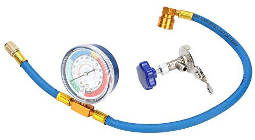 R134A R12 Tubo de carga de refrigerante con indicador, Akozon kit de medidor de manguera de medición de recarga de refrigerante de aire acondicionado para automóvil