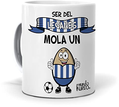 mundohuevo Taza Única de Fútbol | Ser del Leganés Mola un Huevo | Regalo para Pepineros | Taza para los Aficionados del Leganés | Taza de Té, Café o Infusiones | Tazas Divertidas de Calidad