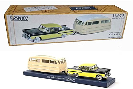 SAST NOREV Simca Chambord Chambord Amarillo Paja/Negro 1958 con Caravana Héon 1/43 (CL5711)