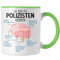 Trendation - Polizist Tasse Geschenk Lustiger Spruch Polizisten Gehirn (Grün)