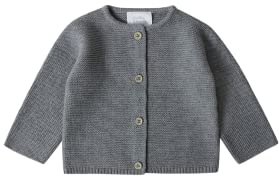 Stellou & friends CardiganStrickjacke für Baby & Kleinkind mit Knöpfen in HolzOptik, Mädchen & Jungen Hochwertige Kleidung aus 100% Baumwolle, Perfekt für Herbst & Winter 86/92 Dunkelgrau