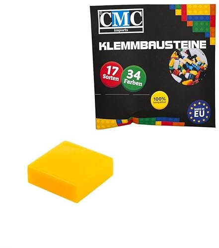 CMC imports 100 x Klemmbausteine Fliesen Tiles Bausteine 1x1 Noppen Kompatibel 34 Farben freie Farbenwahl (242 - Dunkel Gelb)