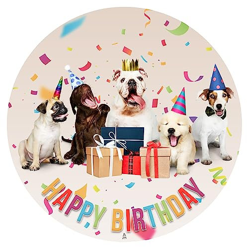 J&M DECO Tortenaufleger Hund – essbare Kuchendeko Ø 20 cm – Tortenbild mit süßem Hunde-Motiv für Kindergeburtstag – Tortendekoration aus Zuckerpapier – gebrauchsfertig