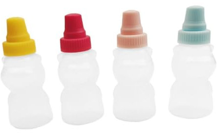 Folpus 4 Stück Honig-Senf-Quetschflaschen, Mini-Ketchup-Flaschen, Tomaten-Ketchup-Gewürze, zusammendrückbares Glas für Erwachsene und Kinder