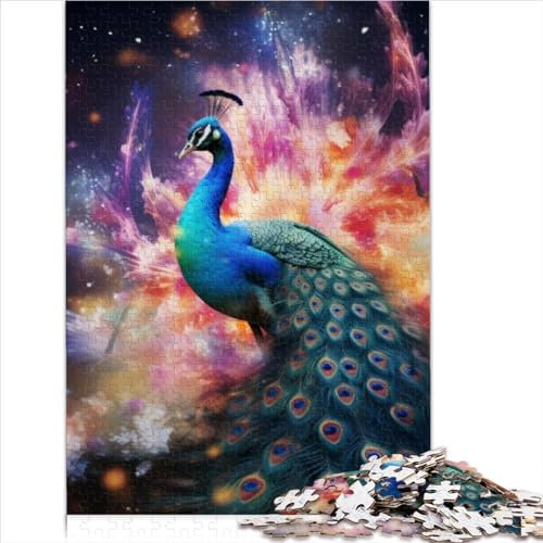 Galaxy-Pfau-Puzzle für Erwachsene, 1000 Teile, für Teenager, Geschenke, Holzpuzzle, geeignet für Erwachsene und Kinder über 12 Jahre, Geschenk für Geburtstage (50 x 75 cm)