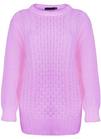 Generation Fashion New Ladies Women Aran Knit Long Sleeve Crew Neck Knitted Cable Jumper Sweater Pullover Top 8-30