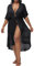 Hanna Nikole Beach Dress Women's Plus Sizes Bikini Cover Up Women's Summer Cardigan 50, Black (Knitted)