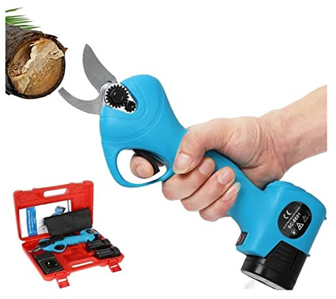 DDNGEJ Cesoia da potatura da 500 W 25 mm Tagliasiepi a Batteria da Giardino 1 Batteria agli ioni di Litio + 1 Caricabatterie Tagliarami utensile Elettrico da Giardino, 1 Batteria, Tipo
