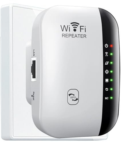 7 Lights WiFi Extender Signal Booster Up to 5000sq.ft and 52 Device, WiFi Range Extender, Wireless Internet Repeater, Long Range Amplifier w/Ethernet Port, 1-Key Setup, Access Point, Alexa Compatiable