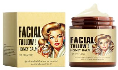 Whipped Beef Tallow and Honey Balm 4oz – Rindertalg Bio – Tallow Balm für Gesicht, Körper, Lippen – Rindertalg Creme – Beef Tallow Skincare – Feuchtigkeitsspendend und Nährend (1 Stück, L)