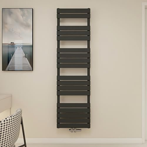 Radiateur eau chaude anthracite vertical classique basse température avec tubes panneaux en acier chauffage central H.180 x L.50 cm