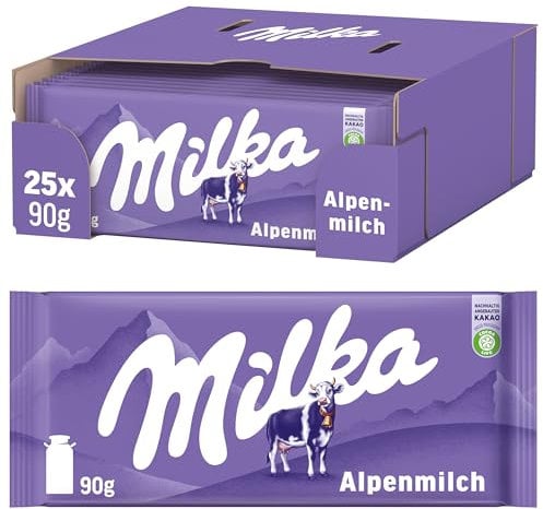 Milka Alpenmilch-Schokolade, Packung mit 25 x 90g