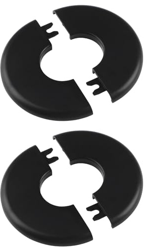 UFURMATE Lot de 2 cache-tuyaux ronds en plastique autocollants - Diamètre intérieur : 33 mm - Noir