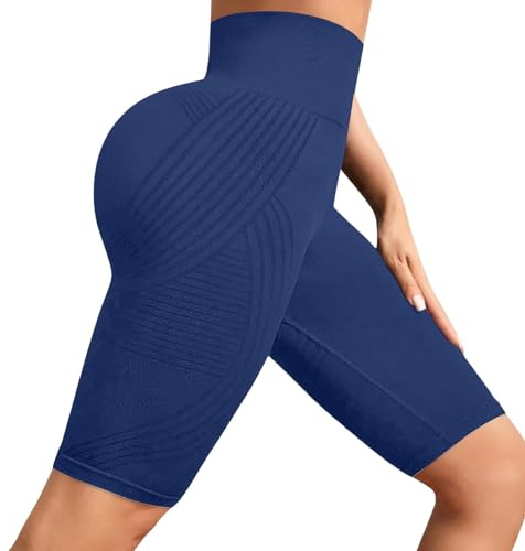 Lanunlly Leggins 3D Anticelulitico Corto Leggings Anticelulitis Push Up Antirozaduras fit Celulitis Compresión 3D Mallas Cortas Cintura Alta sin Costuras para Yoga Fitness
