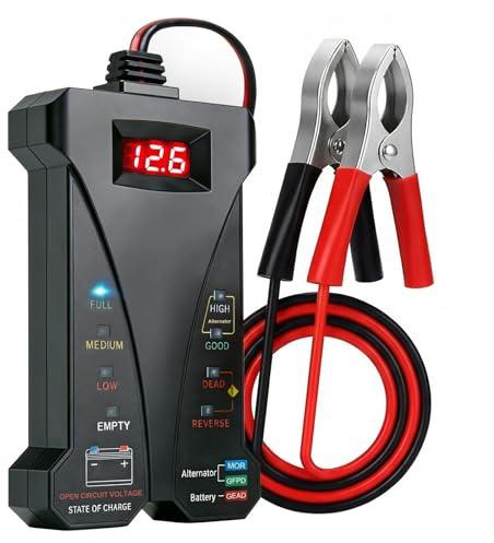 12V Car Battery Tester, 12V Digital Car Battery Monitor Voltmeter, Alternator Charging System Analyzer with LCD Display and LED Indication, 12 Volt Battery Load Tester for RV Motorcycle Vehicle Truck