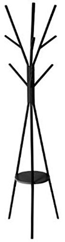 Portemanteau en métal et bois coloris noir - Dim : L 42 x P 42 x H 180cm - PEGANE -