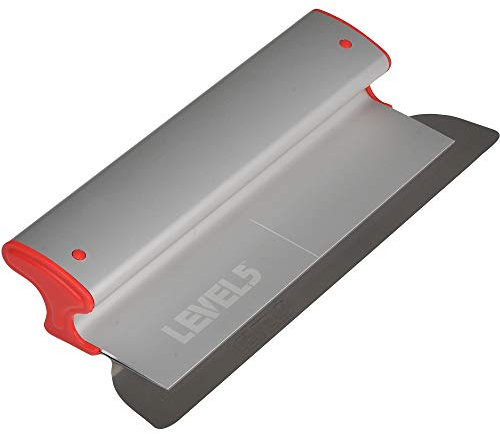 LEVEL5 Lame à écumer de 35,6 cm | Couteau de lissage/frapper | Construction en aluminium extrudé et en acier inoxydable européen | Embouts à fort impact | Plaque de plâtre pour cloison sèche Sheetrock