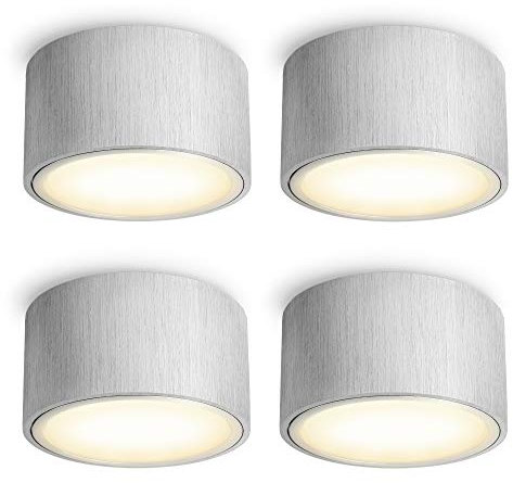 SSC-LUXon 4 Stück CELI-X LED Decken Aufbauleuchte extra flach - LED GX53 warmweiß 5W 230V - Decken Aufbauspot Alu gebürstet