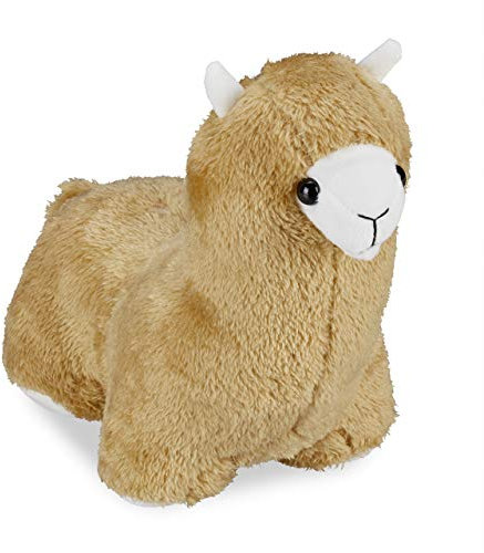 Relaxdays Lama Türstopper, Stoff, mit Sand gefüllt, für Boden, innen, schwer, Türsack Tier, HxBxT 23x14x29 cm, Hellbraun