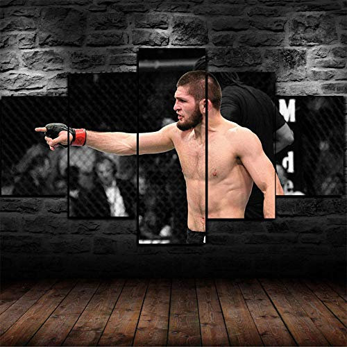 Drucke 5 Teilig Leinwand Wand Aufhängen Hd Print Gedruckt Malerei Wohnzimmer Schlafzimmer Wohnkultur Poster 150 X 80Cm Khabib Nurmagomedov Eagle UFC MMA
