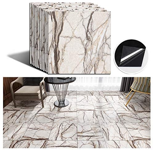 VEELIKE Piastrelle Adesive Pavimento Marmo Grigio PVC Adesivo Pavimento in Marmo 12 Pezzi Adesivi per Piastrelle Cucina Impermeabile 30cm x 30cm Decorazioni Camera da Letto Piastrelle Adesive Bagno