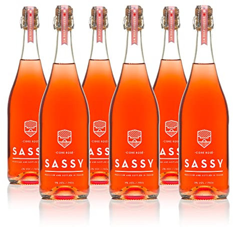 MAISON SASSY - CIDRE ROSÉ (3% Vol Alc) - 6x75cl - Fabriqué en Normandie à la main, qualité supérieure, faible en calories et en alcool, sans gluten, 100% naturel, sans sucre ajouté