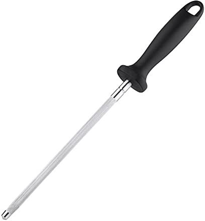 10 inch Medium Carbon Steel+PP Household Hand-held Sharpener, Kitchen Professional Knife Sharpener Honer/Stick for Master Chef, Butcher,Housewife,Chef