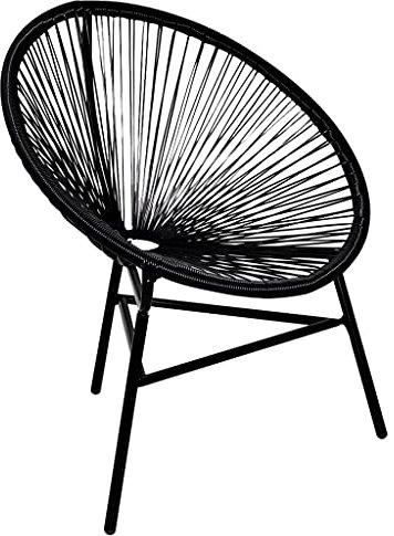 TEWTX7 Retro Sessel, Outdoorstuhl, Ovaler Poly Rattan Stuhl für Gartentisch Sitzgruppe, Pulverbeschichtetem Stahlrahmen, Wetterbeständiger Gartenstuhl, 69 x 66 x 87 cm