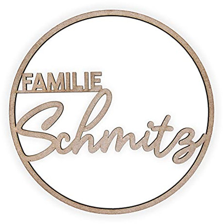as-herzwerk Personalisierter Türkranz Trockenblumen Kranz Familie Glück Freude Holz, 29cm - Tür & Wand-Deko Geschenk für Freunde & Familie
