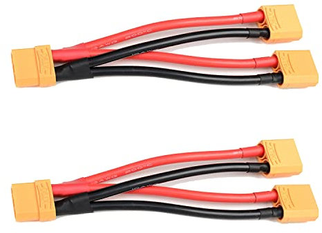 LINSYRC 2-Pack XT90-Stecker Parallel Batterieanschlusskabel 1-Buchse auf 2-Männlich Parallel Adapter Y-Splitter für Quadcopters Multirotors RC LiPo-Batterie