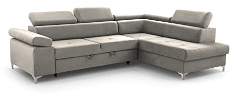 Fabryka Mebli Idźczak Schlafsofa Sofa Madrit Couch Ausklappbares Sofa Schlaffunktion Bettkasten - Kissen Bettzeugbehälter Hilfsautomat - Wohnzimmer Gästezimmer Modern Design (Vena 7 R)