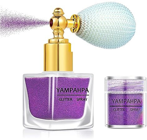 Yampahpa Spray per il corpo, spray per il trucco con glitter per i capelli, vestiti del corpo, viola, con 1 barattolo di ricariche.