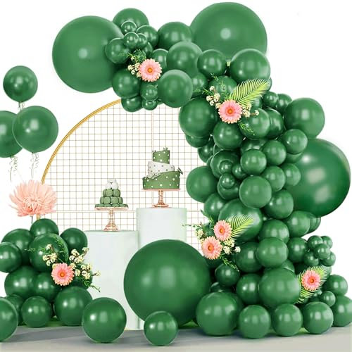 Luftballons Grün, 120 Stück Luftballon Girlande Dunkelgrüne, 18 12 10 5 Zoll Ballon Girlande Grüne, Luftballons Geburtstag Hochzeit Babyparty Jahrestag Party Deko
