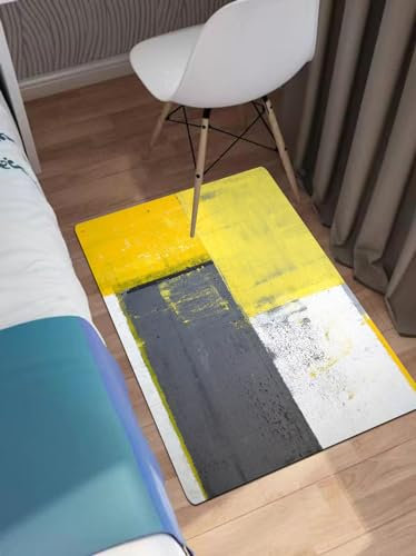 EWFAS Badteppich,Gelbe und graue abstrakte Kunstmalerei,viele schöne Badematten zur Auswahl Badvor leger sehr weich und rutschfest waschbar und schnelltrocknend40x60cm