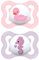 MAM Air Succhietto 2-6 Mesi (Set da 2), Ciuccio MAM 2-6 mesi per pelli sensibili e delicate, Kit da 2 accessori neonato con tettarella in silicone e porta ciuccio sterilizzatore, Rosa/Viola