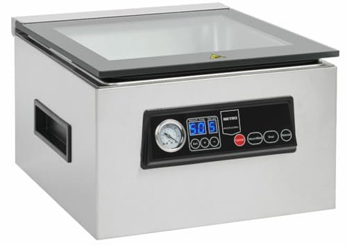 METRO Professional Kammervakuumierer GVS1200, Edelstahl/Glas, 37.2 x 44.3 x 24.9 cm, Kap. 7 L, pumpe 70L/min, Timer, 5 Funkionen, silber
