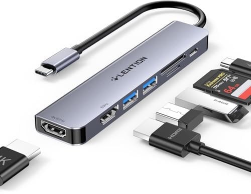 LENTION Laptop USB C Docking Station, Multiport with Dual Monitor HDMI 4K@60Hz, PD 100W, 5Gbps USB-A*2 Ports, SD/Micro Card Reader for MacBook Pro, MacBook Air, Dell and More(CE45, Space Gray