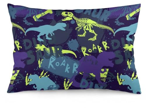 Kissenbezüge, Dinosaurier-Farbe, kreativ, handgezeichnet, brüllendes Dino, Stuhlkissen, Sofakissen, Sitzkissen, Bett-Kissenbezug, 60 x 40 cm