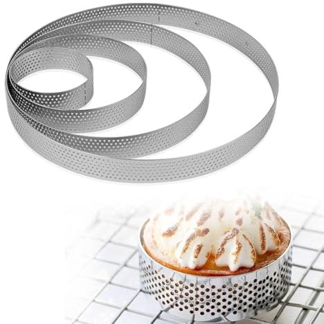 4 Pezzi Stampo Rotondo Forato, Crostata per Torte in Acciaio Inox,Rotondi per Torte in Acciaio con risucchiatura Torta quiches Torta Mousse Stampo Cucina,Stampo Crostata per DIY Torte Rotonde